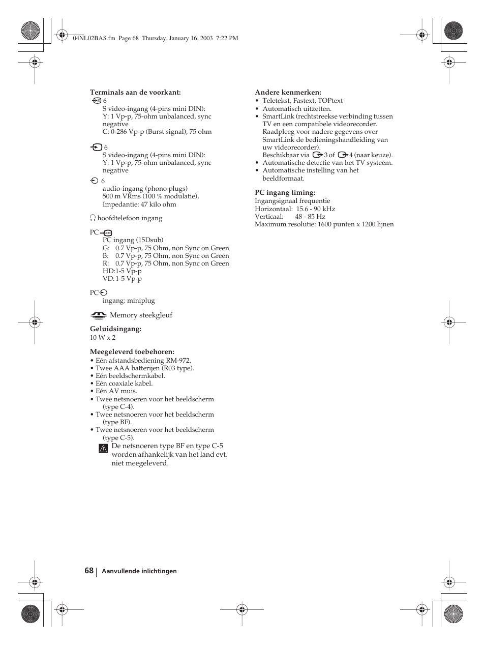 Sony WEGA KLV-30MR1 User Manual | Page 296 / 304