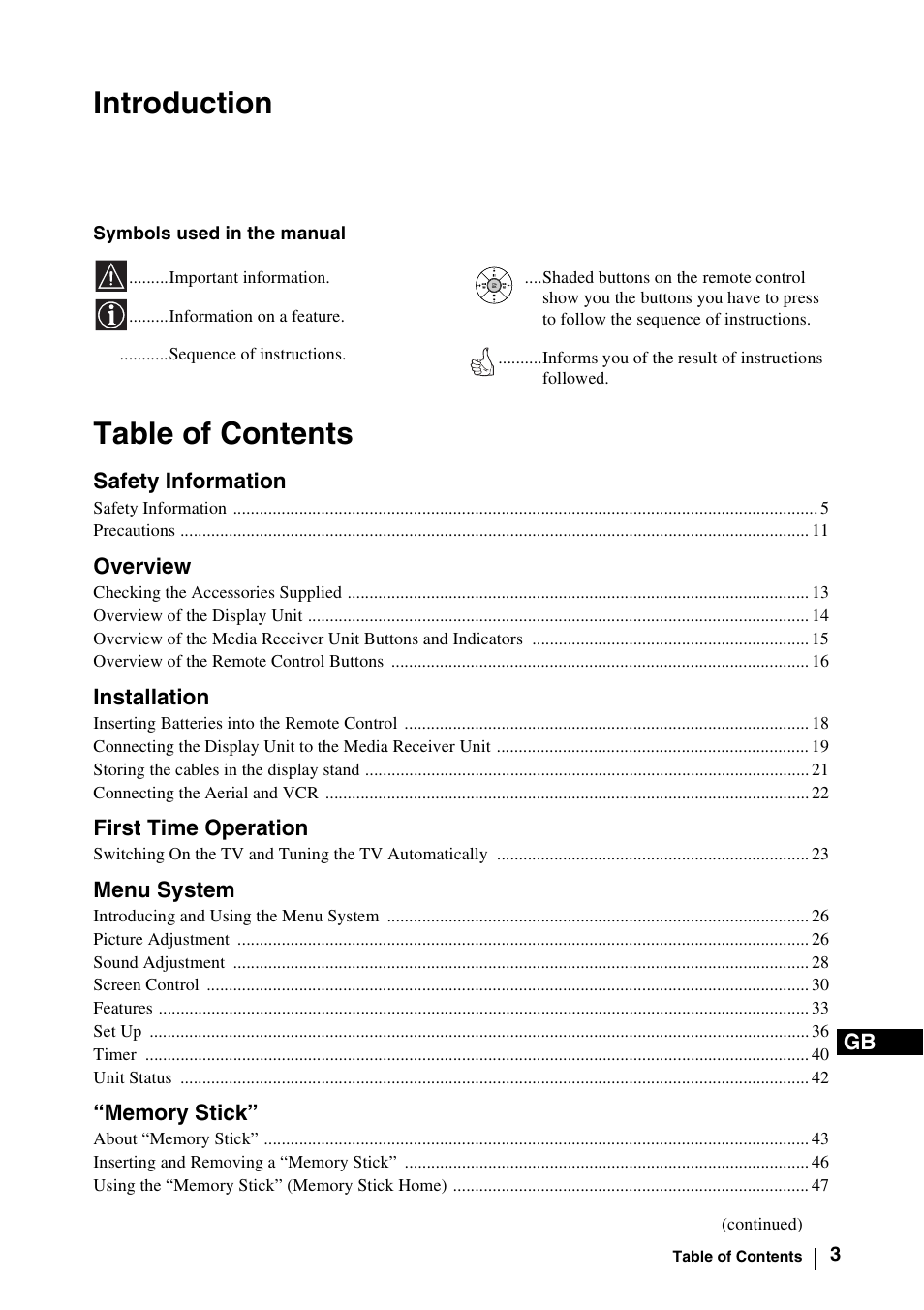 Sony WEGA KLV-30MR1 User Manual | Page 3 / 304