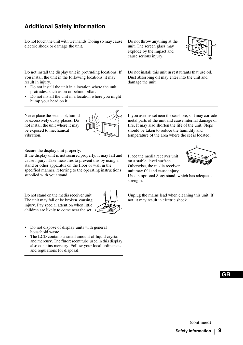 Additional safety information | Sony WEGA KLV-30MR1 User Manual | Page 9 / 304