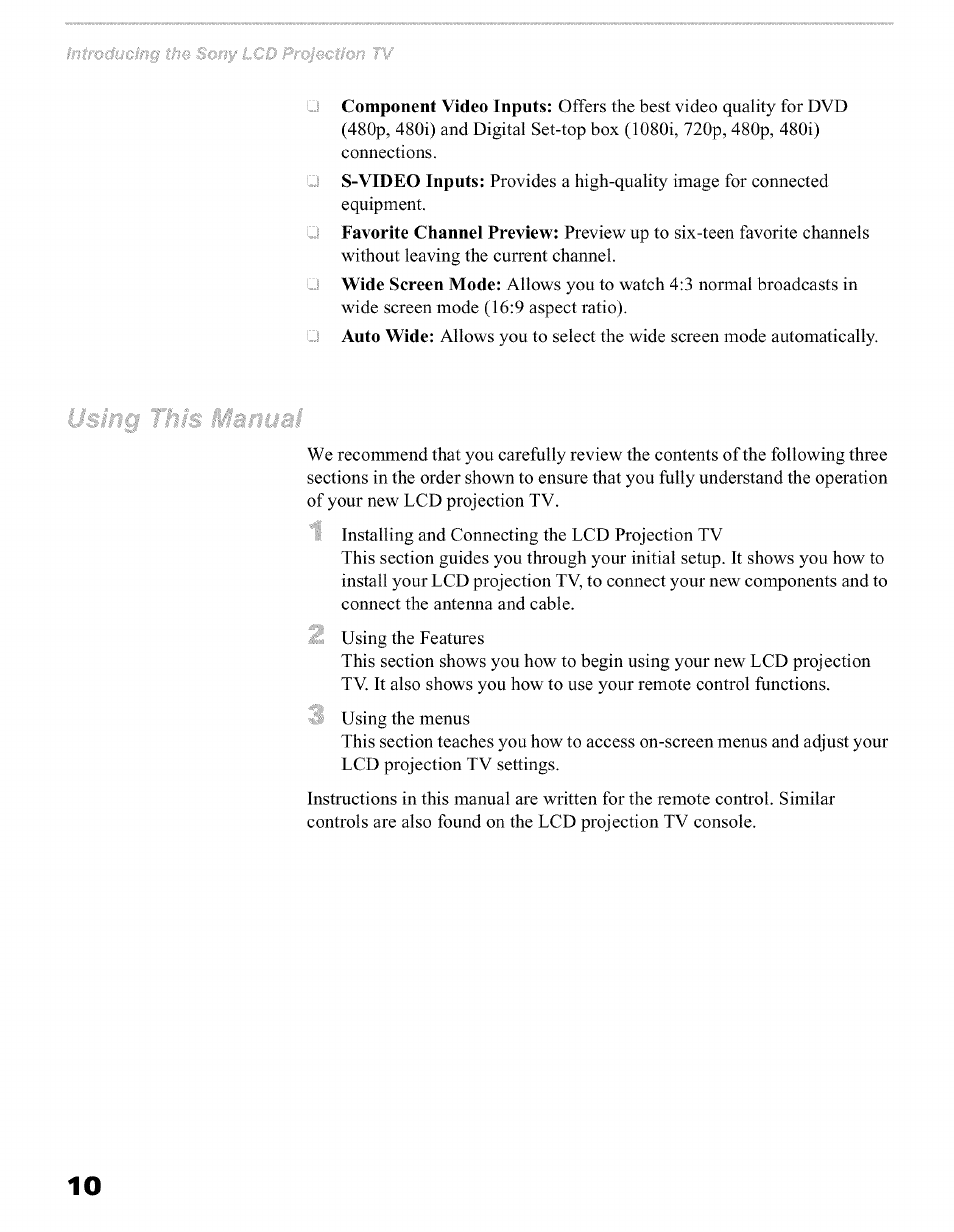 Sony KFO50WE610 User Manual | Page 10 / 104