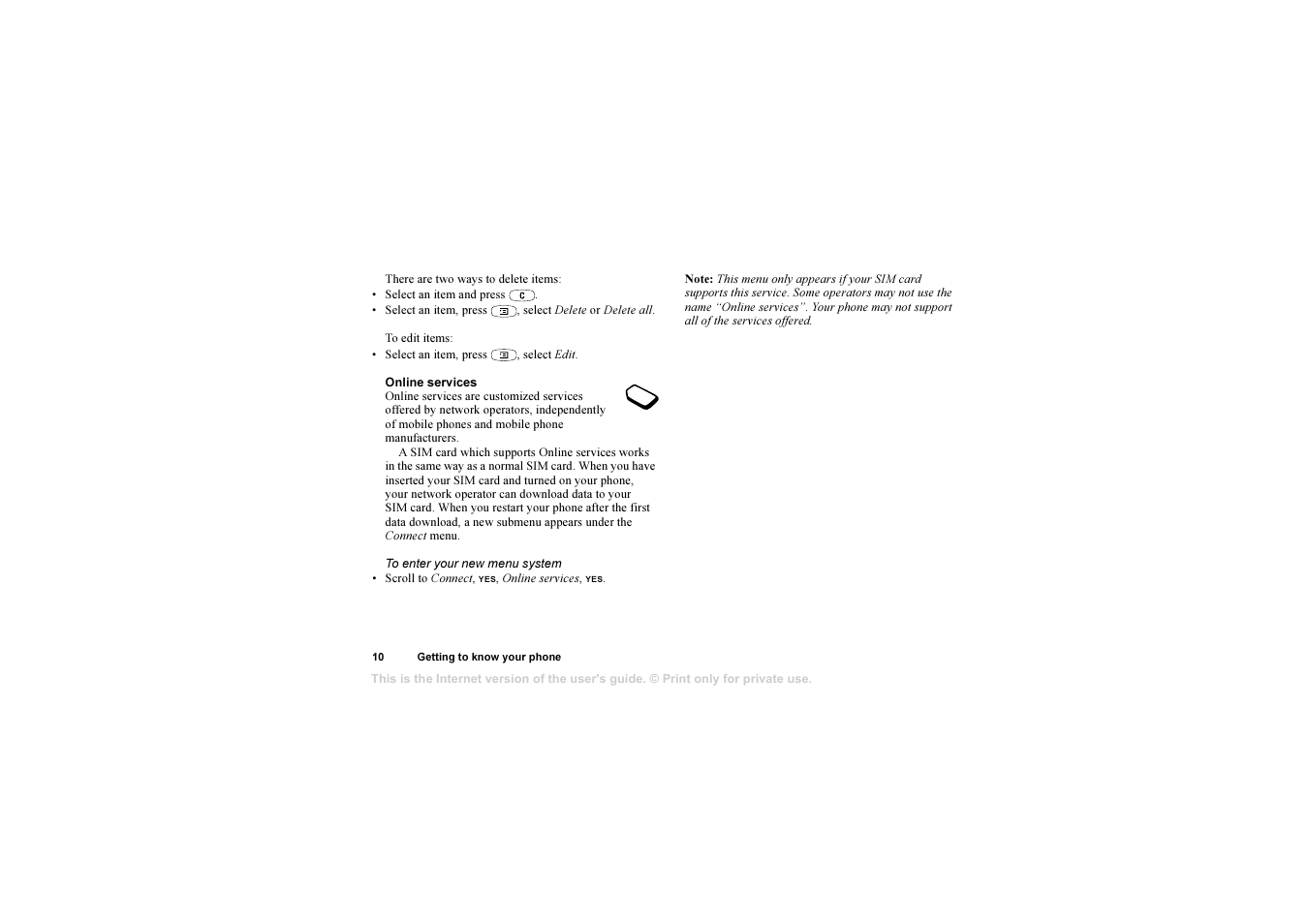 Sony T310 User Manual | Page 10 / 91