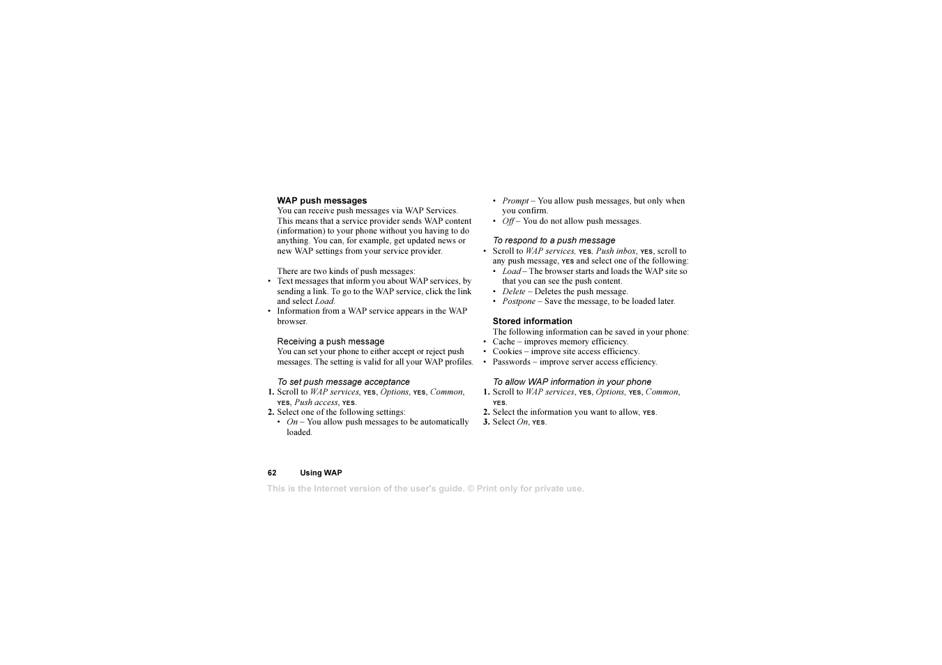 Sony T310 User Manual | Page 62 / 91