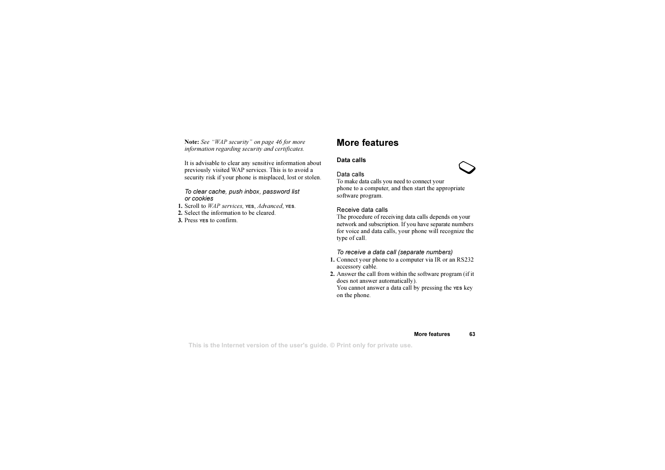 More features, More features 63 | Sony T310 User Manual | Page 63 / 91