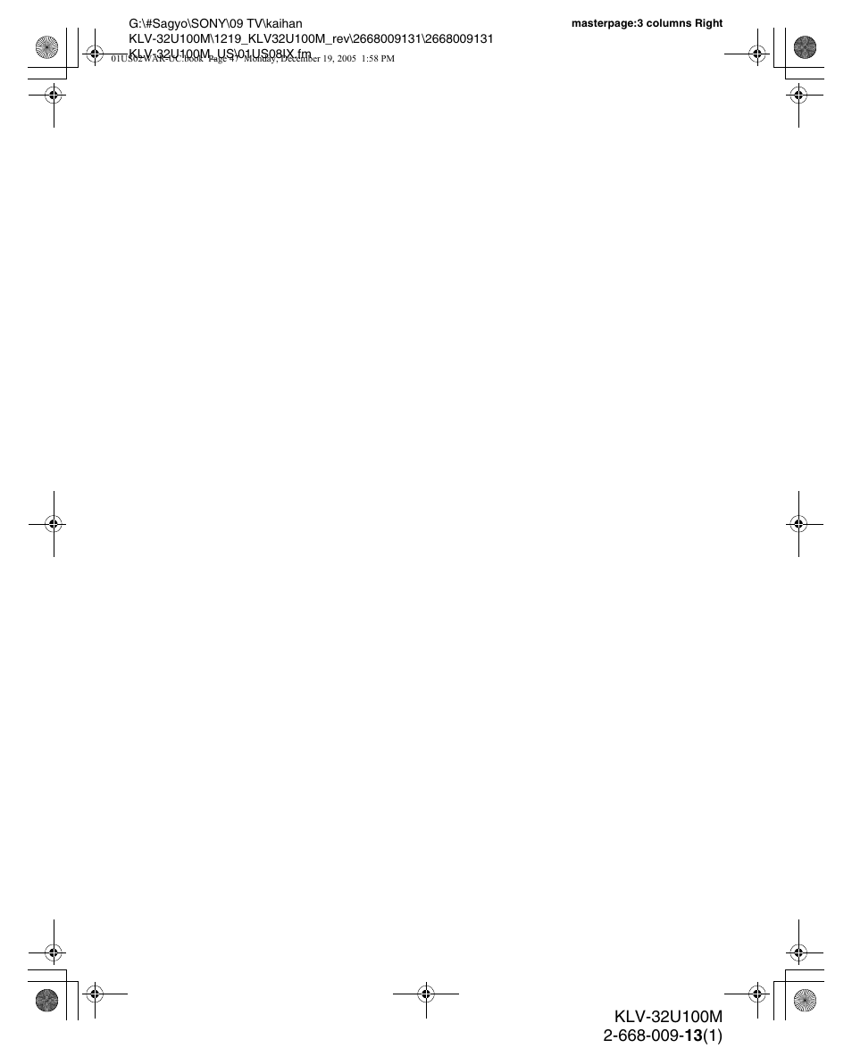 Sony KLV-40U100M User Manual | Page 47 / 48