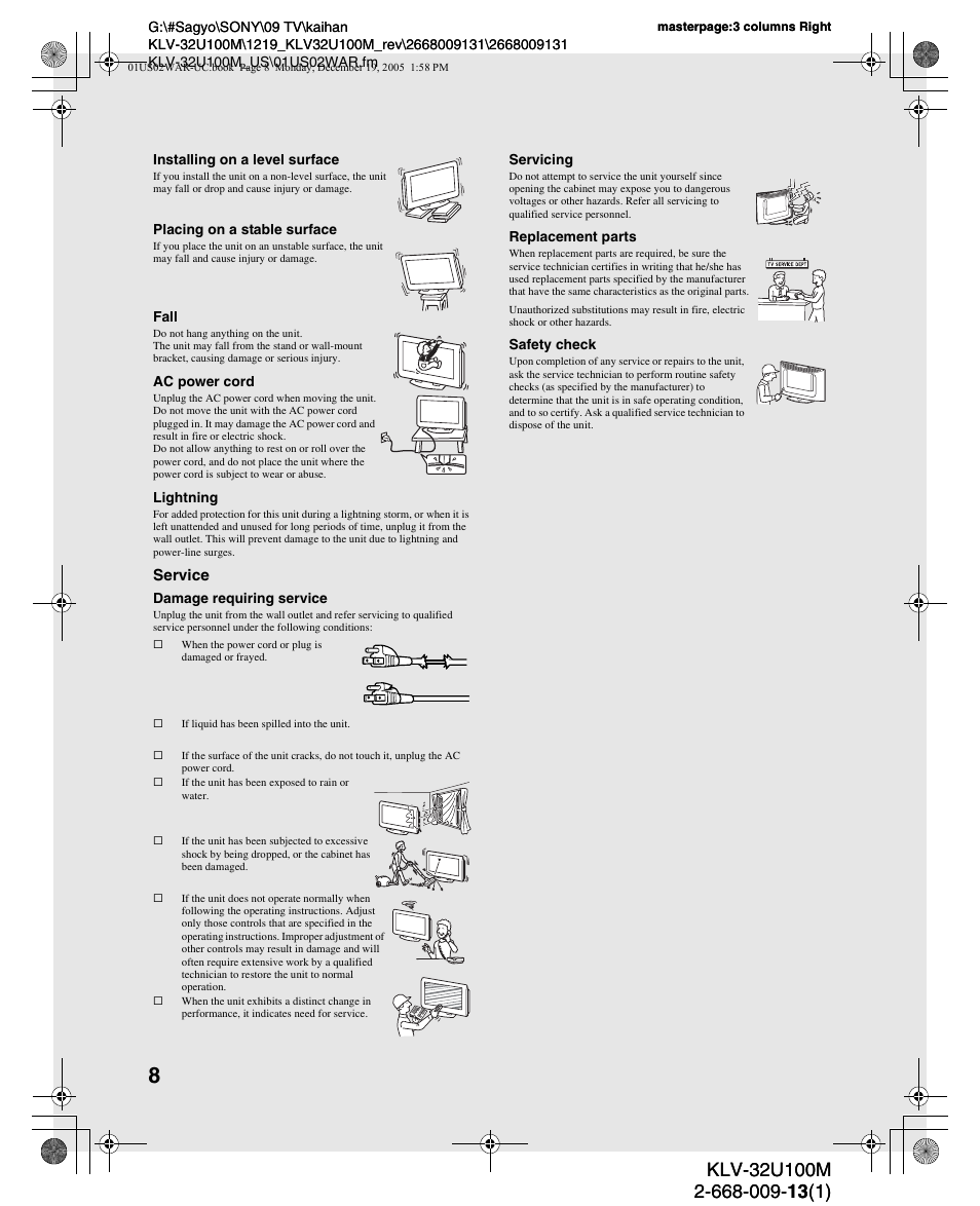 Sony KLV-40U100M User Manual | Page 8 / 48