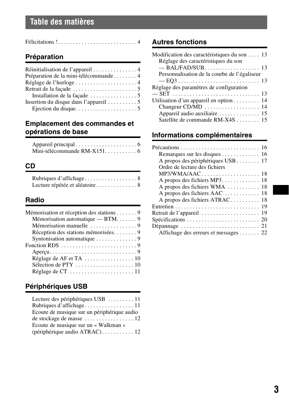 Sony ATRAC AD CDX-GT610U User Manual | Page 47 / 116