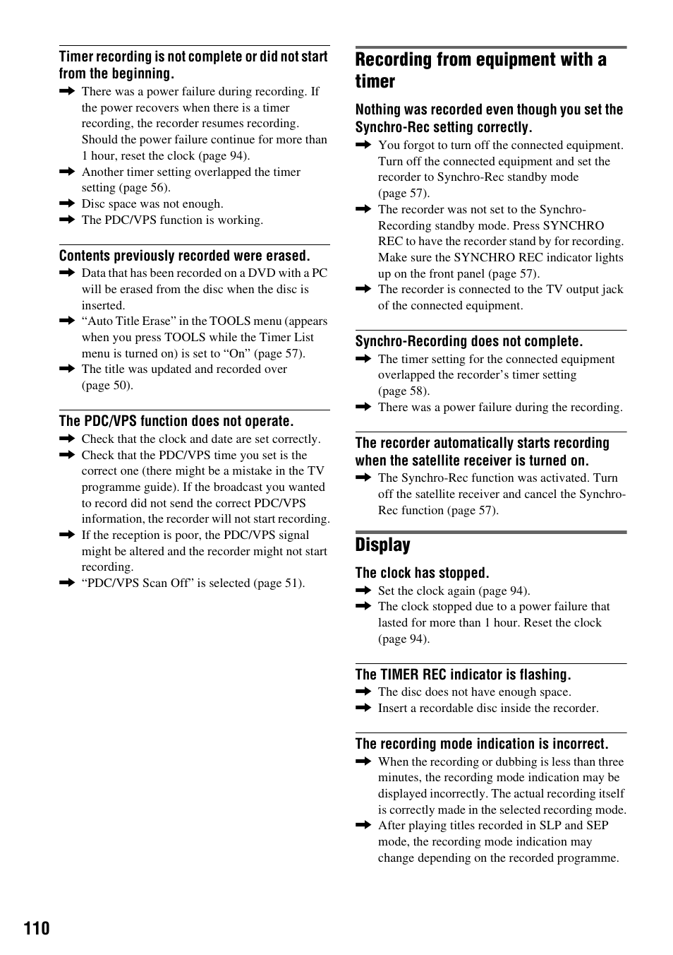 Recording from equipment with a timer, Display | Sony DAR-RH7000 User Manual | Page 110 / 536