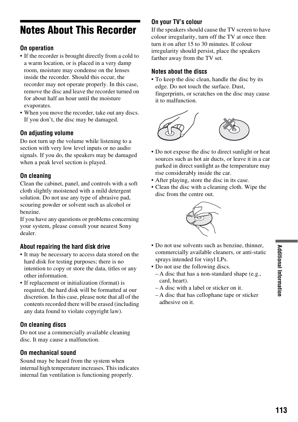 Notes about this recorder | Sony DAR-RH7000 User Manual | Page 113 / 536