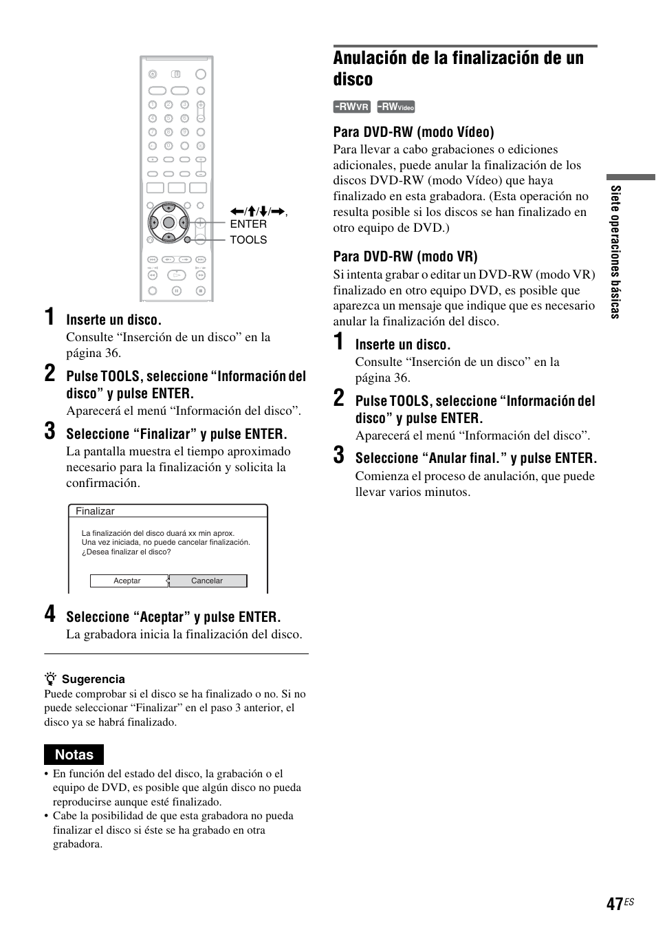 Anulación de la finalización de un disco | Sony DAR-RH7000 User Manual | Page 173 / 536