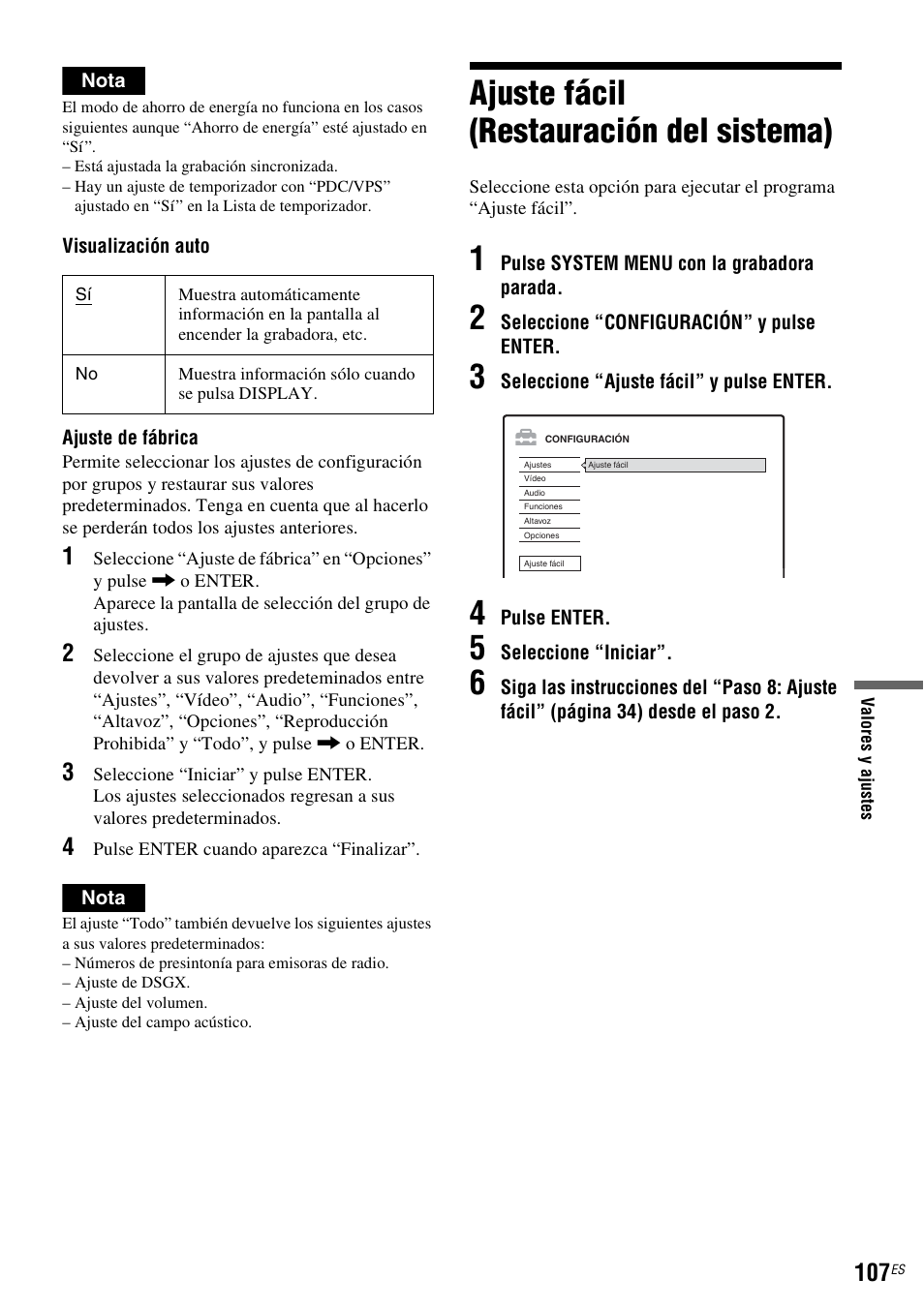 Ajuste fácil (restauración del sistema) | Sony DAR-RH7000 User Manual | Page 233 / 536