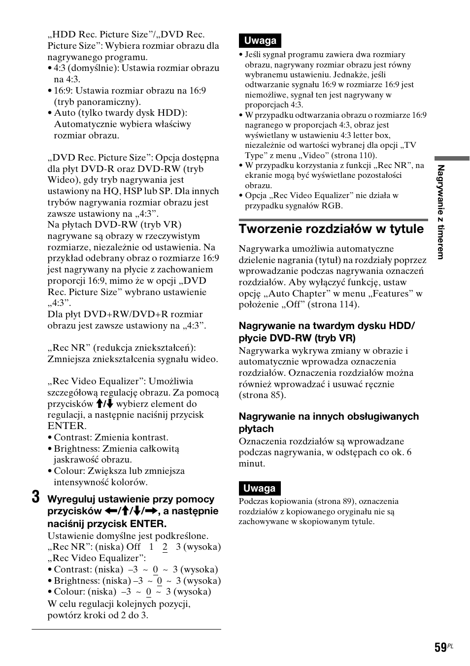 Tworzenie rozdziałów w tytule | Sony DAR-RH7000 User Manual | Page 445 / 536