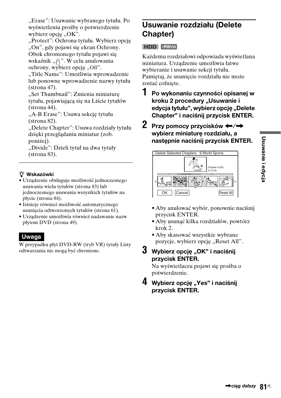 Usuwanie rozdziału (delete chapter) | Sony DAR-RH7000 User Manual | Page 467 / 536