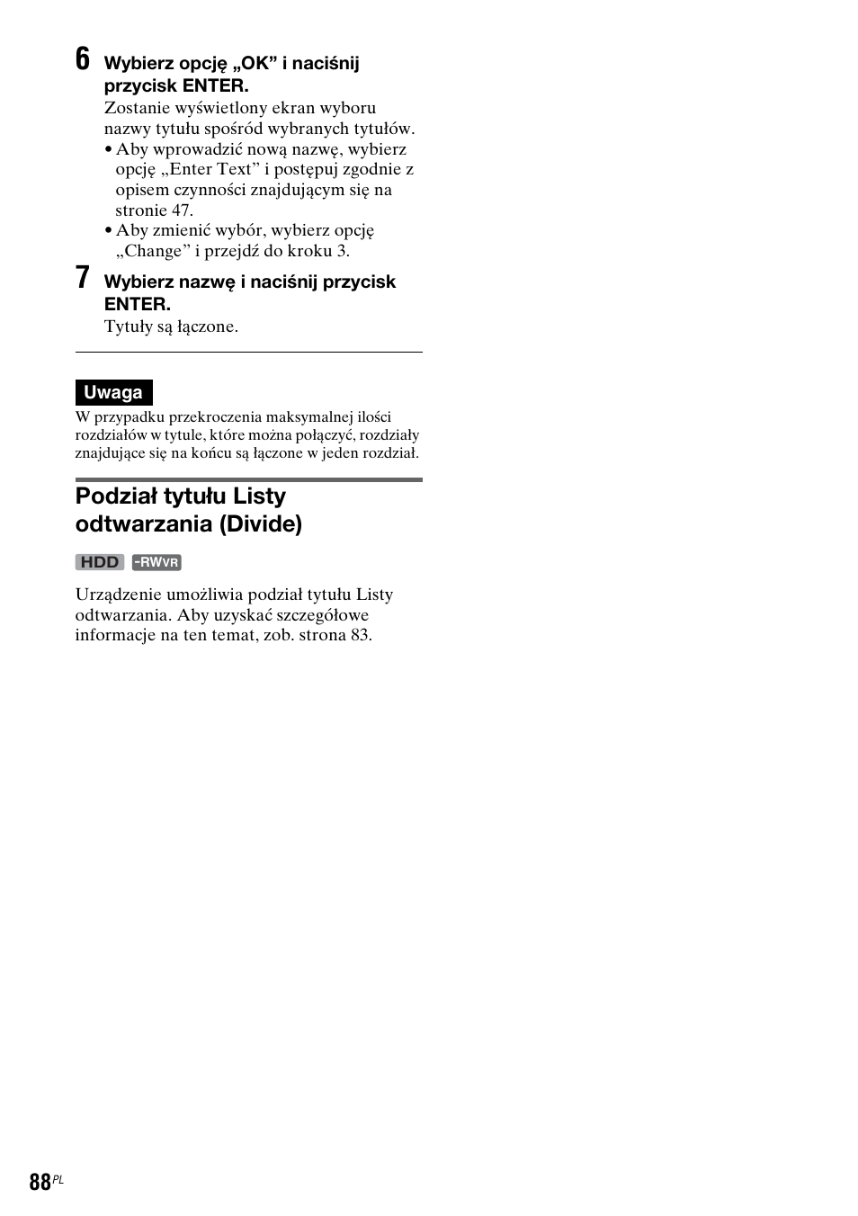 Podział tytułu listy odtwarzania (divide) | Sony DAR-RH7000 User Manual | Page 474 / 536