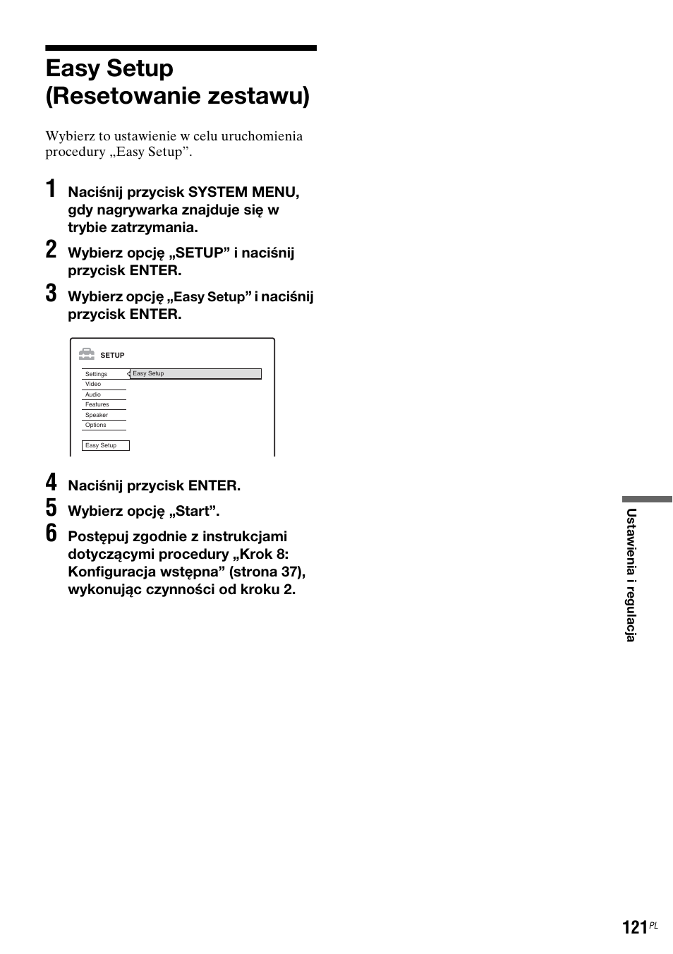 Easy setup (resetowanie zestawu) | Sony DAR-RH7000 User Manual | Page 507 / 536