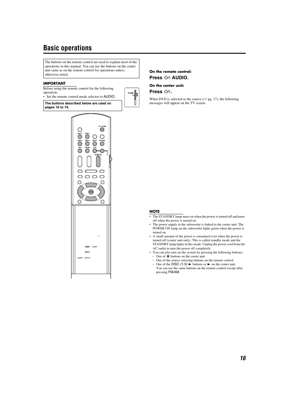 Basic operations | Sony TH-M508 User Manual | Page 19 / 52