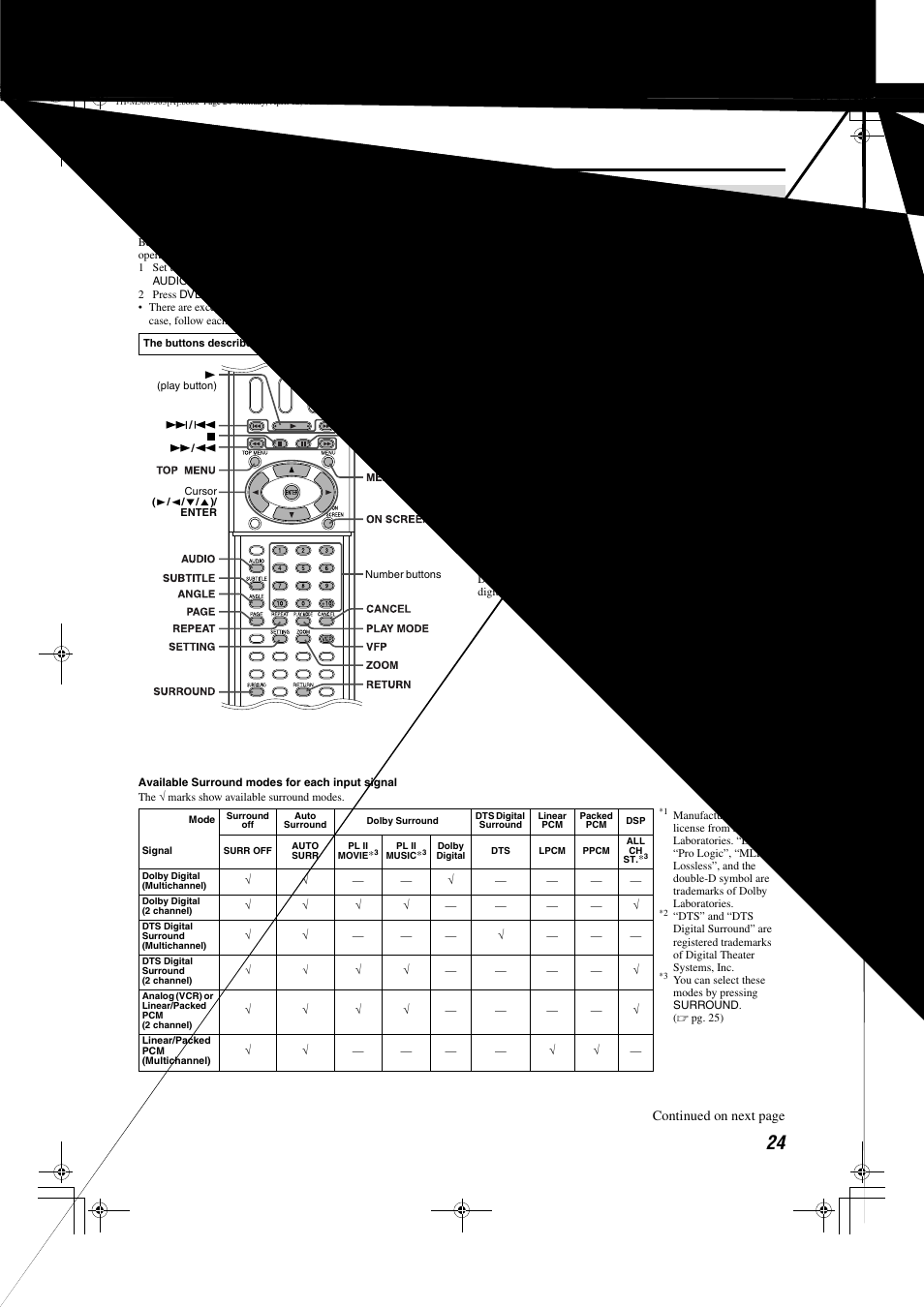 Advanced operations, Using the surround mode | Sony TH-M508 User Manual | Page 27 / 52