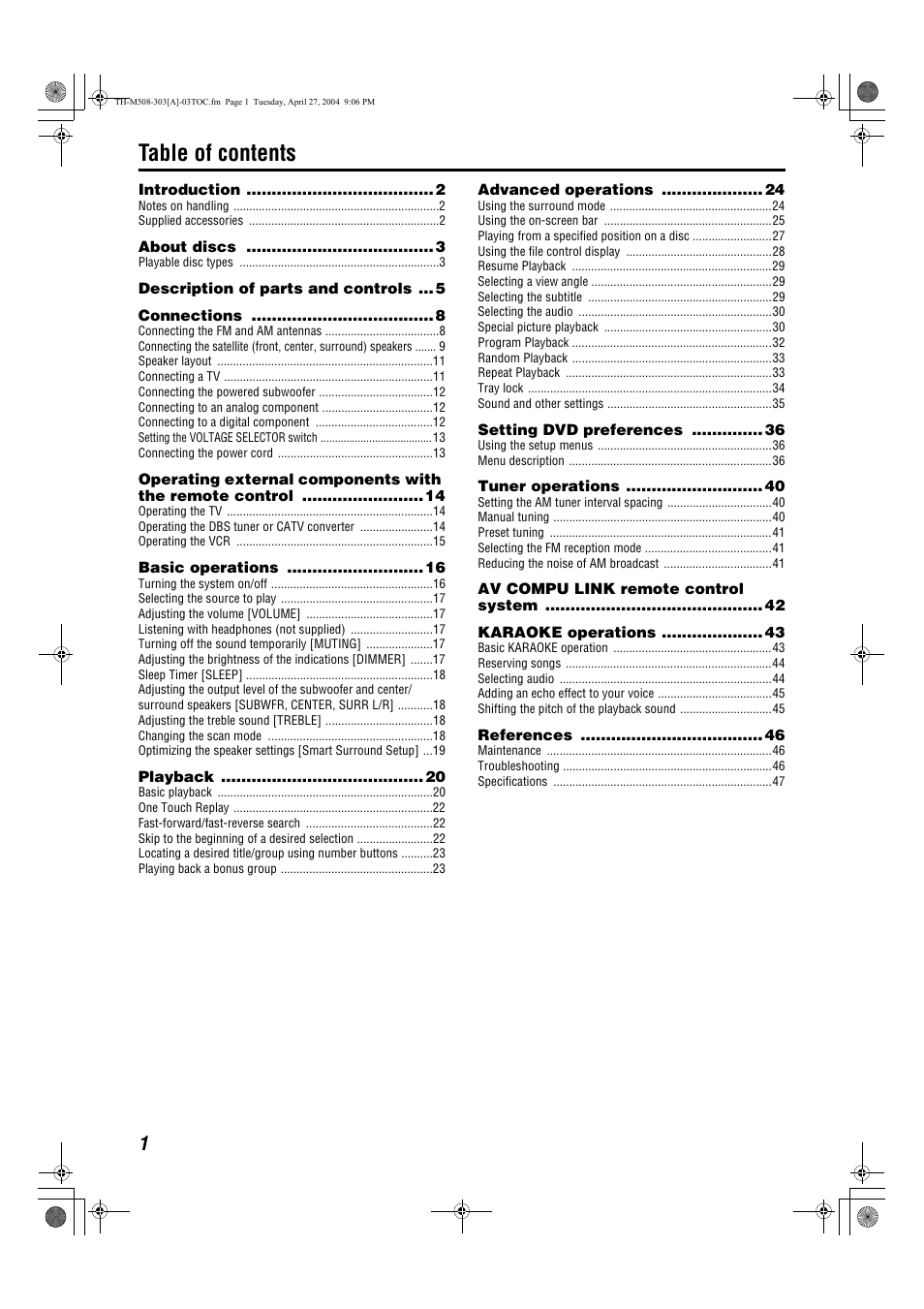 Sony TH-M508 User Manual | Page 4 / 52