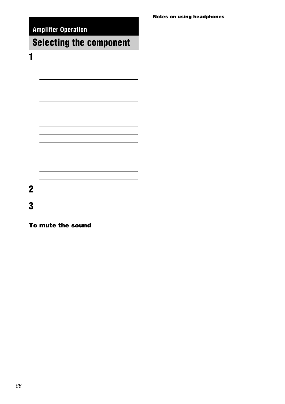 Amplifier operation, Selecting the component | Sony STR-DA5000ES User Manual | Page 24 / 68