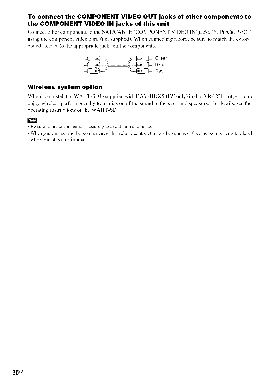 Wireiess system option | Sony DA V-HDX5OO User Manual | Page 36 / 120