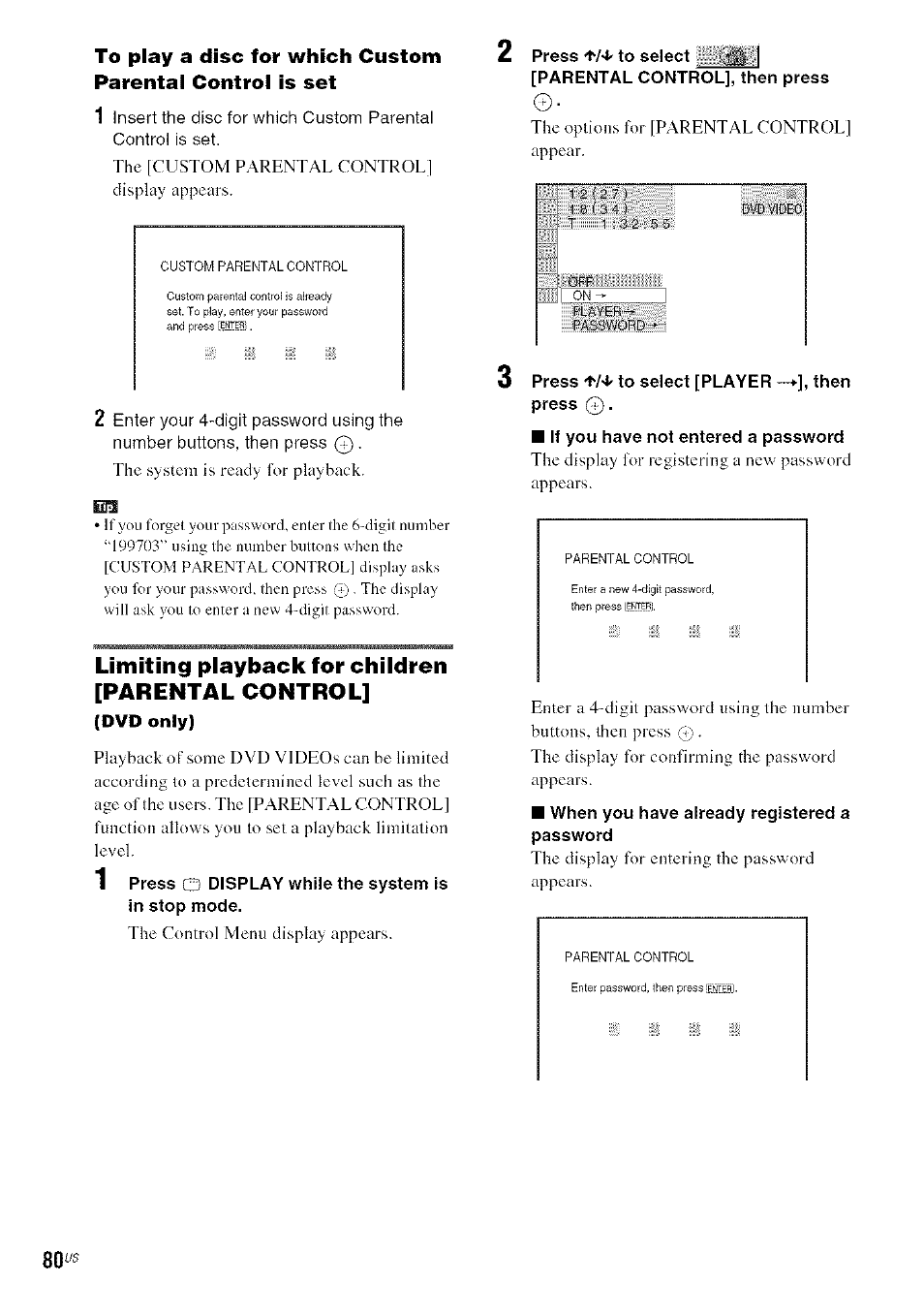 Limiting piayback for children [parental control | Sony DA V-HDX5OO User Manual | Page 80 / 120