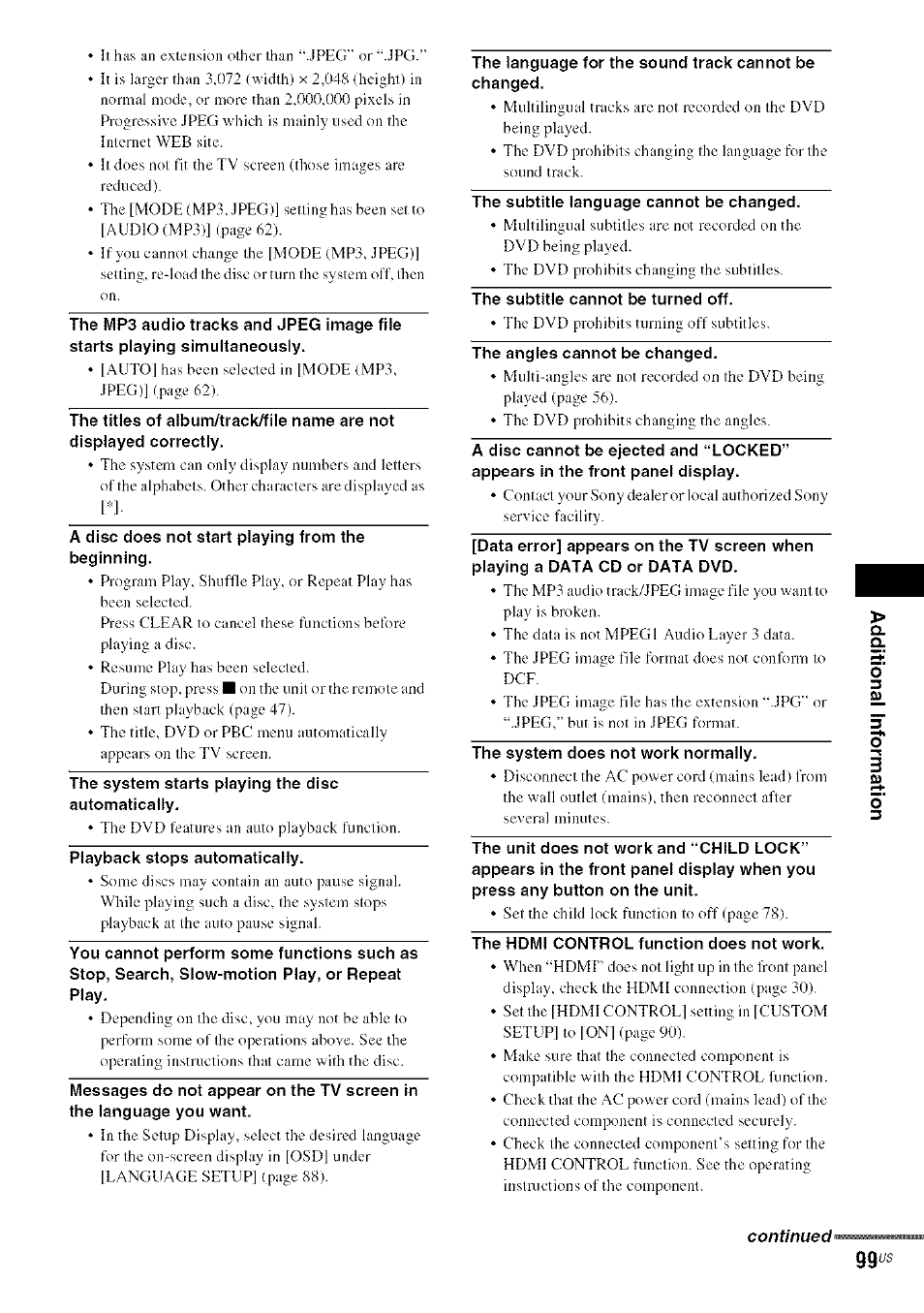 Sony DA V-HDX5OO User Manual | Page 99 / 120