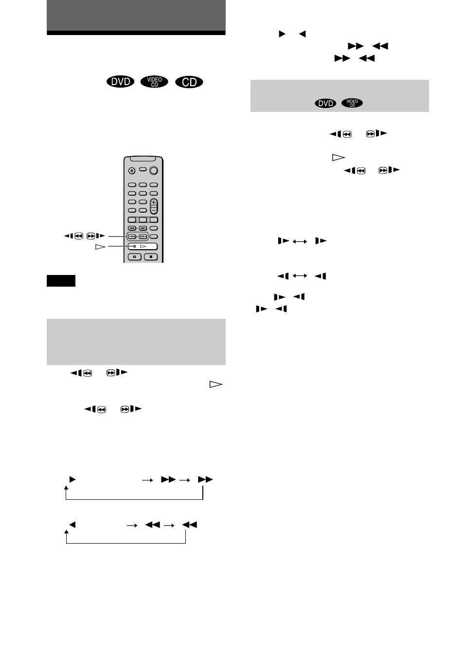 Searching for a scene, Watching frame by frame (slow- motion play), Searching for a particular point on a disc | Sony DVP-NS300 User Manual | Page 38 / 76