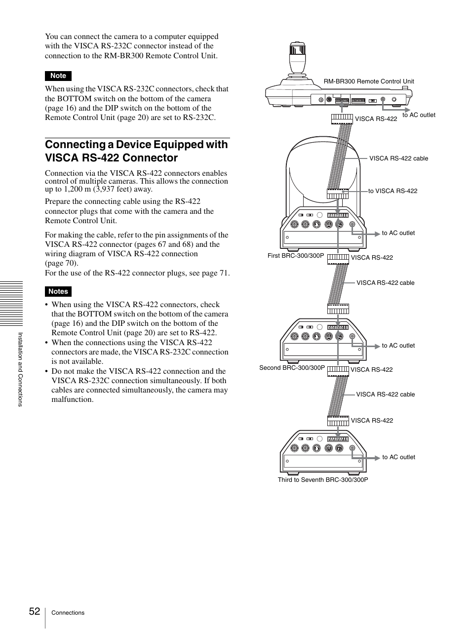 Connecting a device equipped with visca rs, 422 connector | Sony BRC-300P User Manual | Page 52 / 72