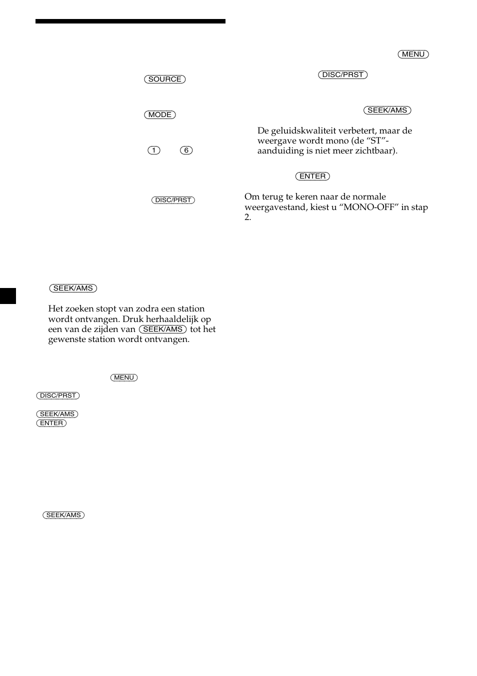 Ontvangst van de opgeslagen stations | Sony MDX-CA580 User Manual | Page 136 / 152