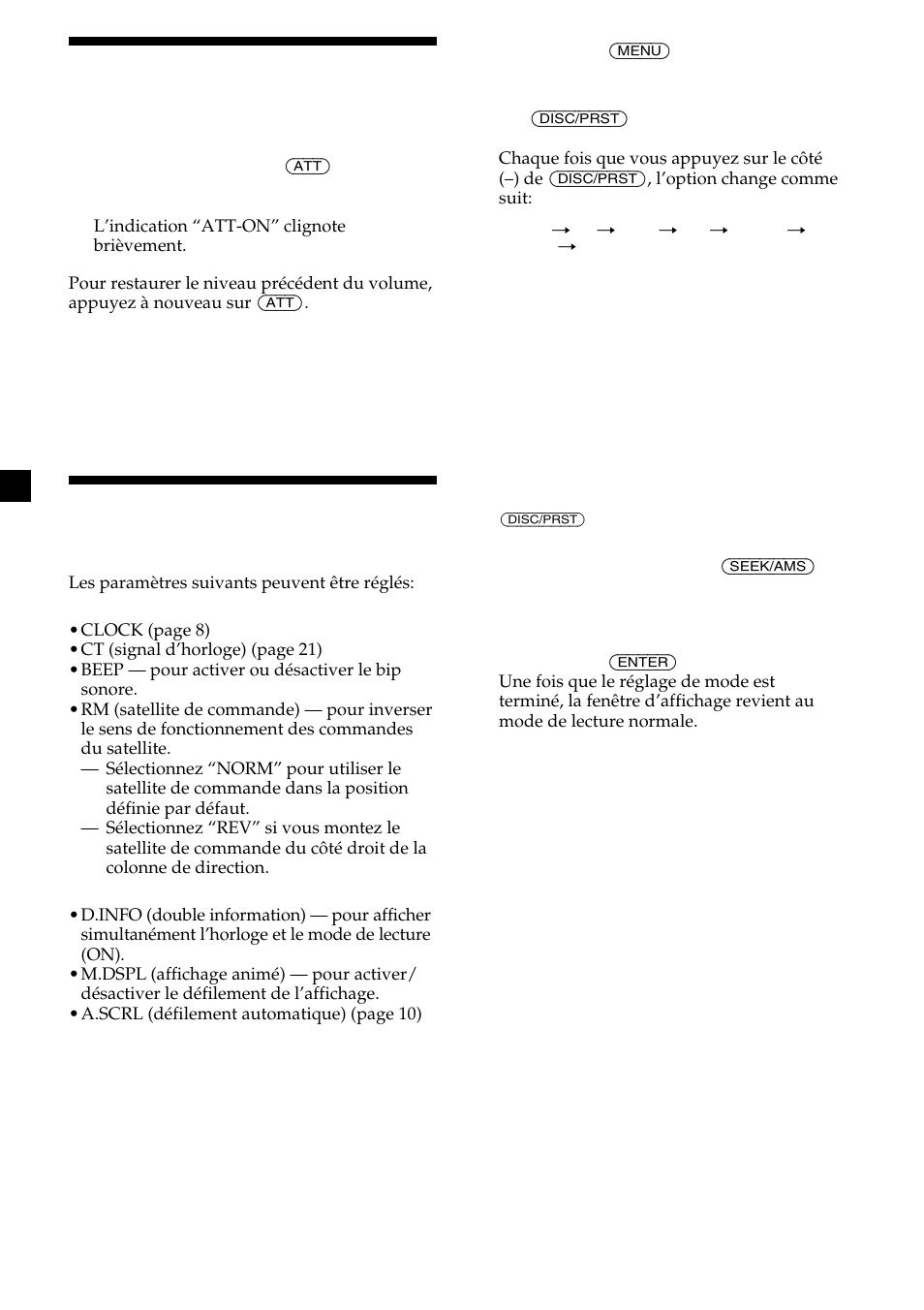 24 coupure du son, Modification des réglages du son et de l’affichage | Sony MDX-CA580 User Manual | Page 84 / 152