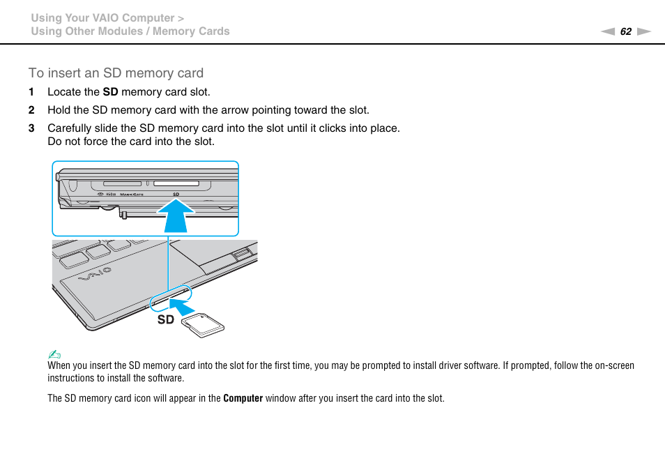 Sony VPCZ13 User Manual | Page 62 / 217