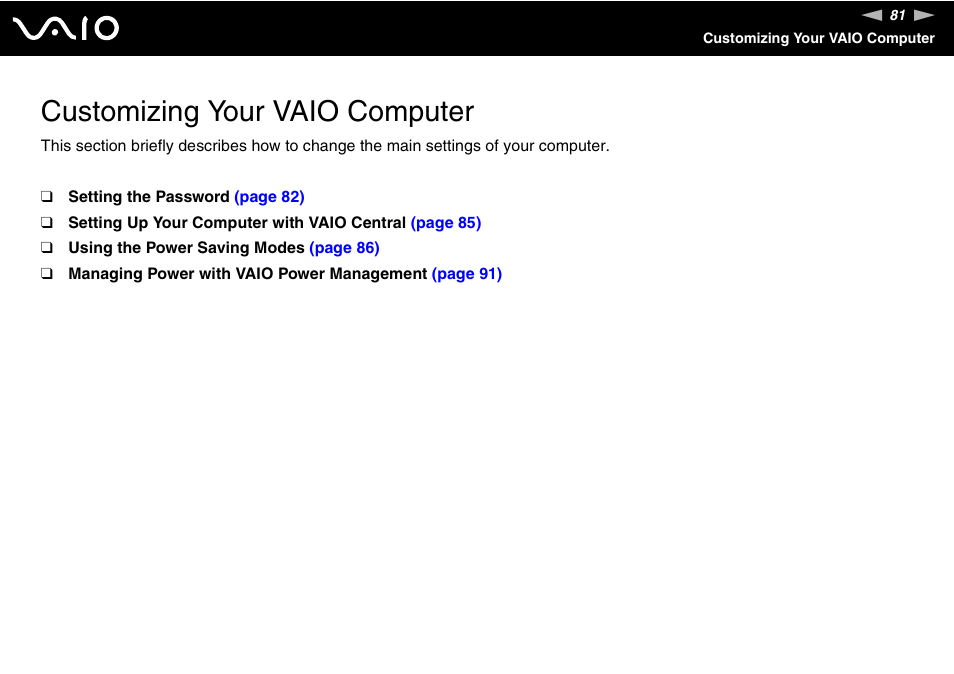 Customizing your vaio computer | Sony VGN-FJ100 User Manual | Page 81 / 170