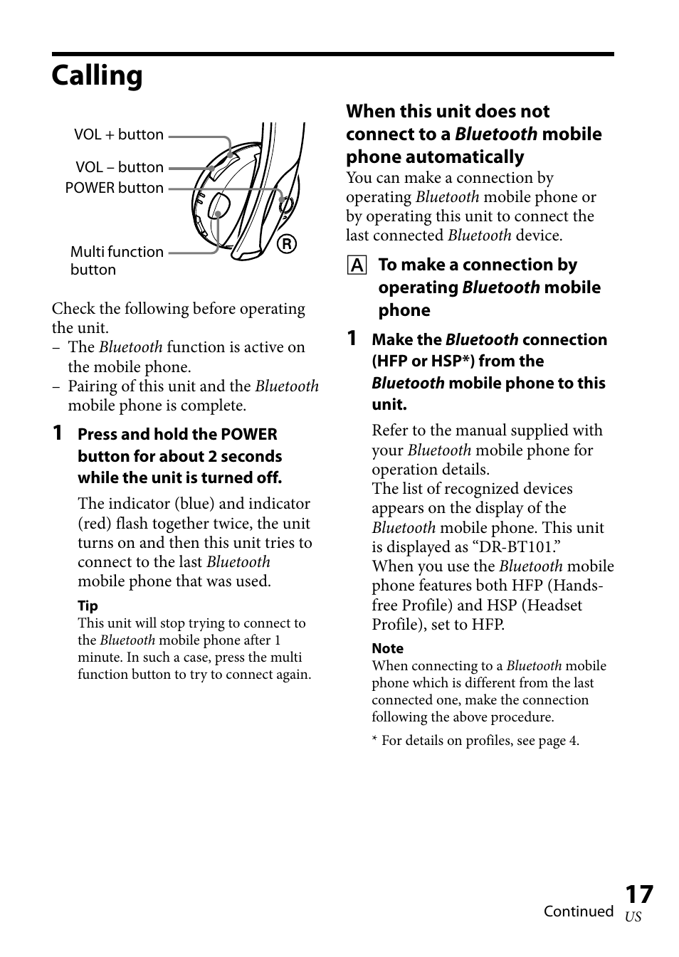 Calling | Sony 4-130-181-52(1) User Manual | Page 17 / 56
