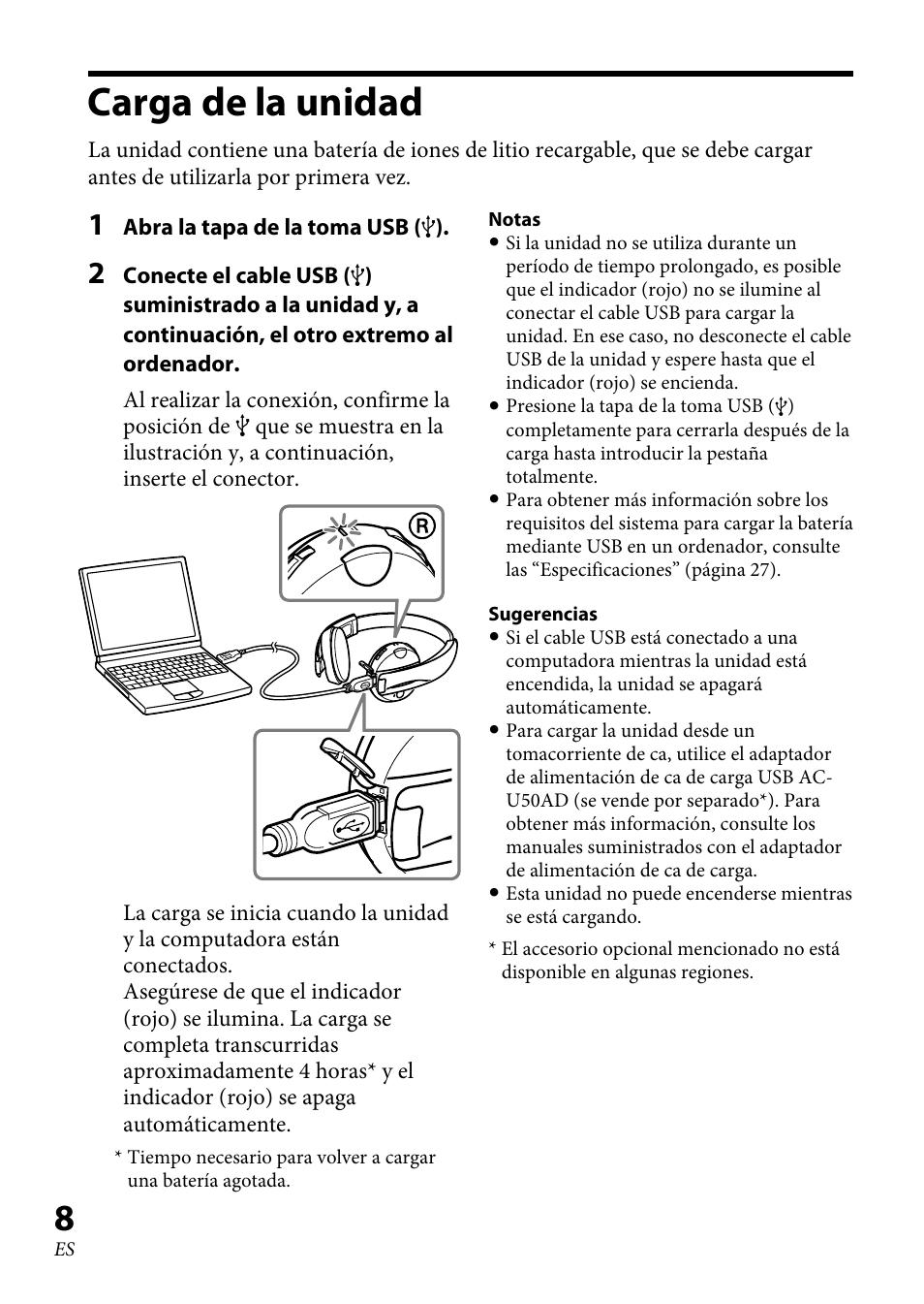 Carga de la unidad | Sony 4-130-181-52(1) User Manual | Page 34 / 56