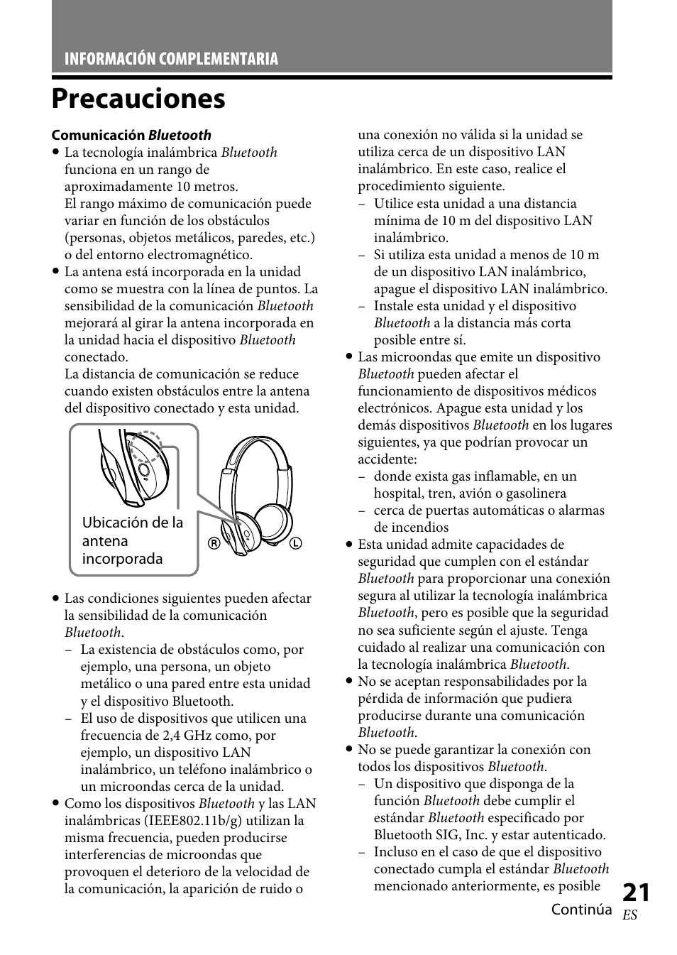 Precauciones, Información complementaria | Sony 4-130-181-52(1) User Manual | Page 47 / 56