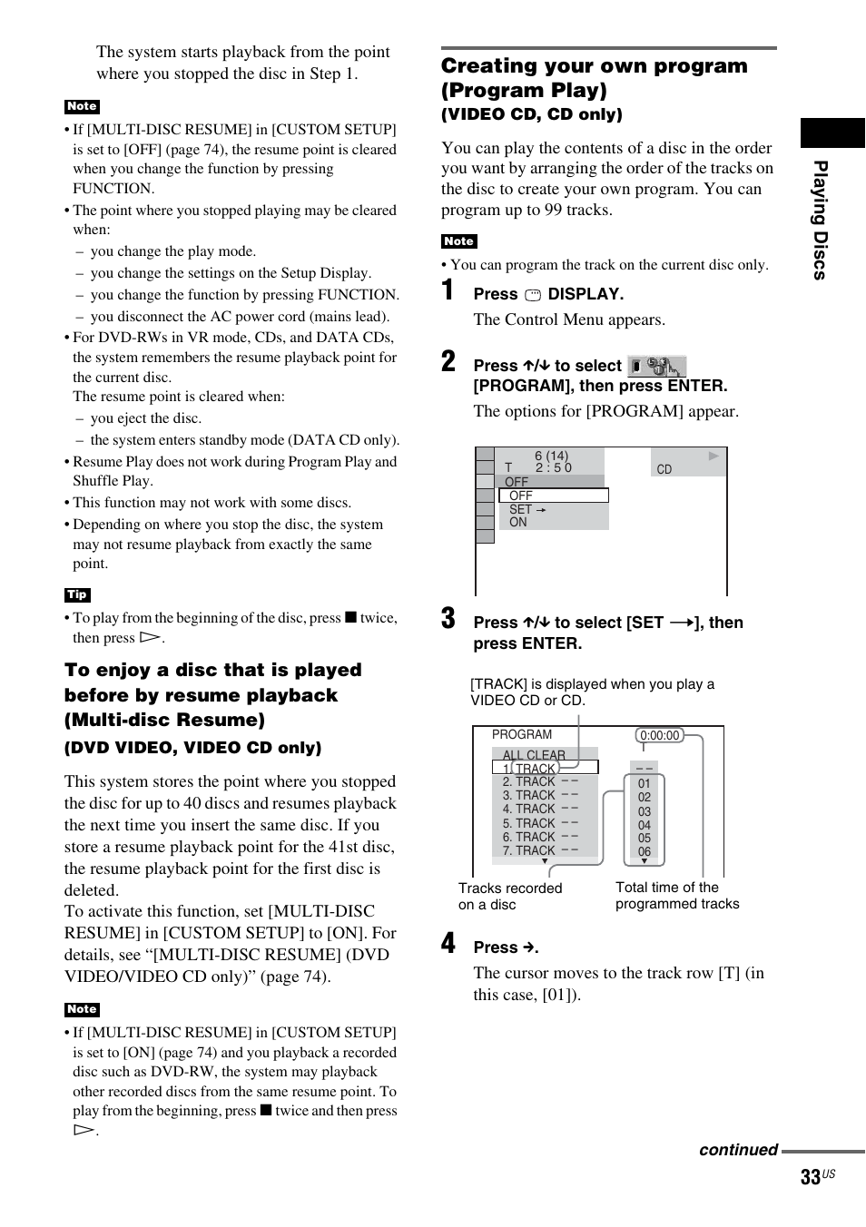 Creating your own program (program play) | Sony DX250 User Manual | Page 33 / 96