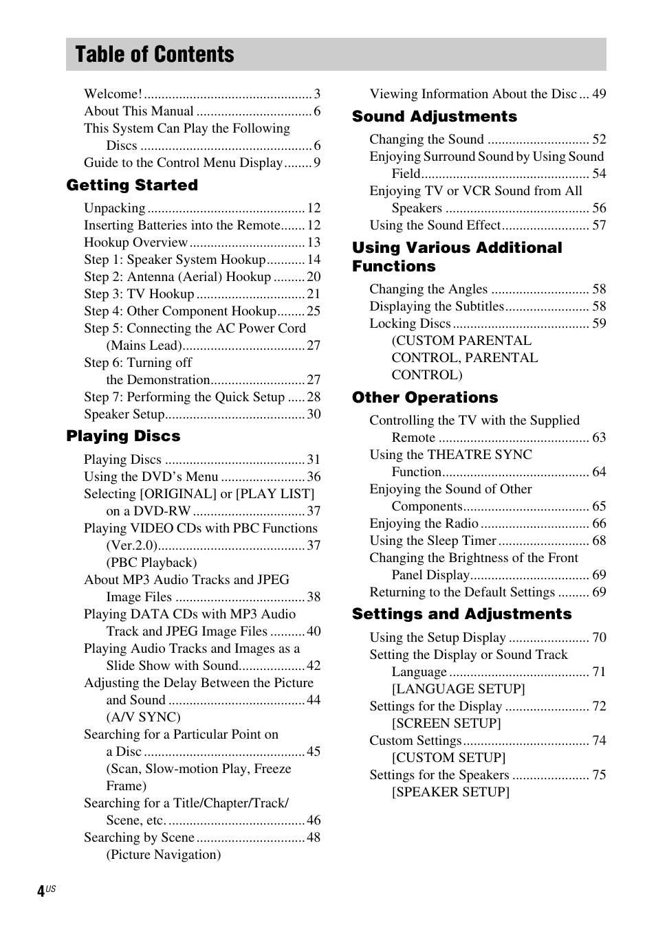 Sony DX250 User Manual | Page 4 / 96