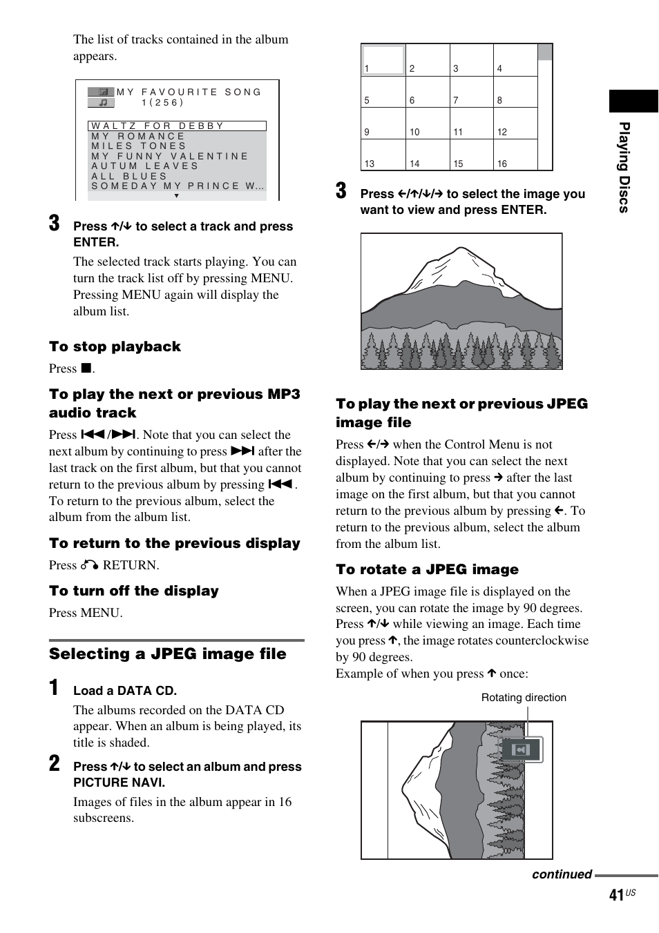 Selecting a jpeg image file | Sony DX250 User Manual | Page 41 / 96