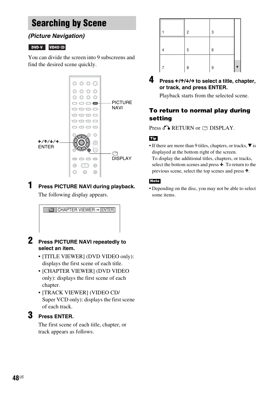 Searching by scene, Picture navigation) | Sony DX250 User Manual | Page 48 / 96