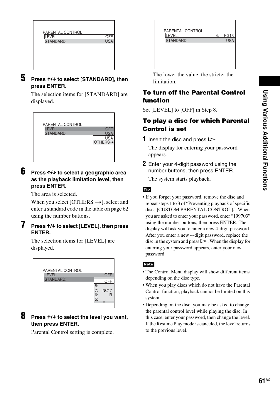 Sony DX250 User Manual | Page 61 / 96