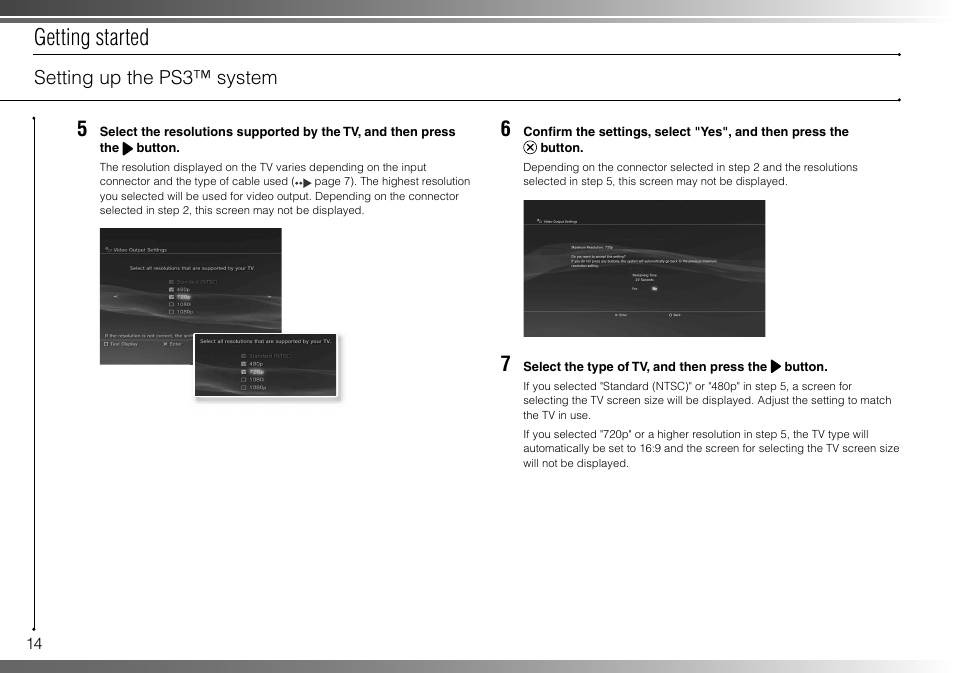 Getting started, Setting up the ps3™ system | Sony 160GB Playstation 3 CECHP01 User Manual | Page 14 / 100