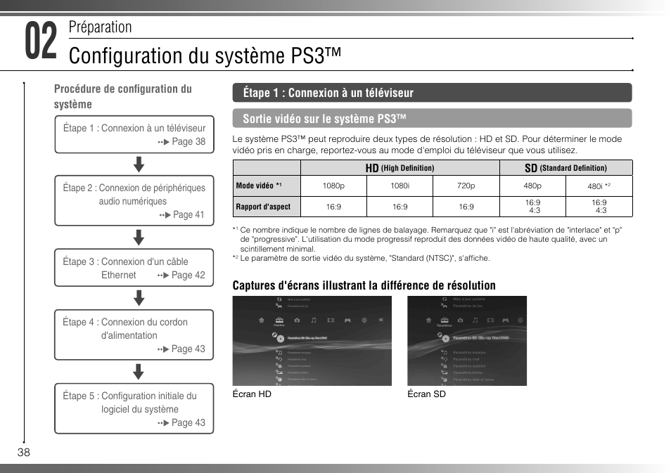 Confi guration du système ps3, Préparation | Sony 160GB Playstation 3 CECHP01 User Manual | Page 38 / 100
