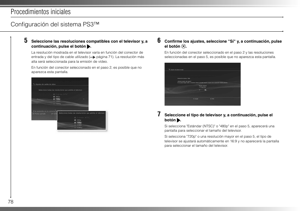 Procedimientos iniciales, Confi guración del sistema ps3 | Sony 160GB Playstation 3 CECHP01 User Manual | Page 78 / 100
