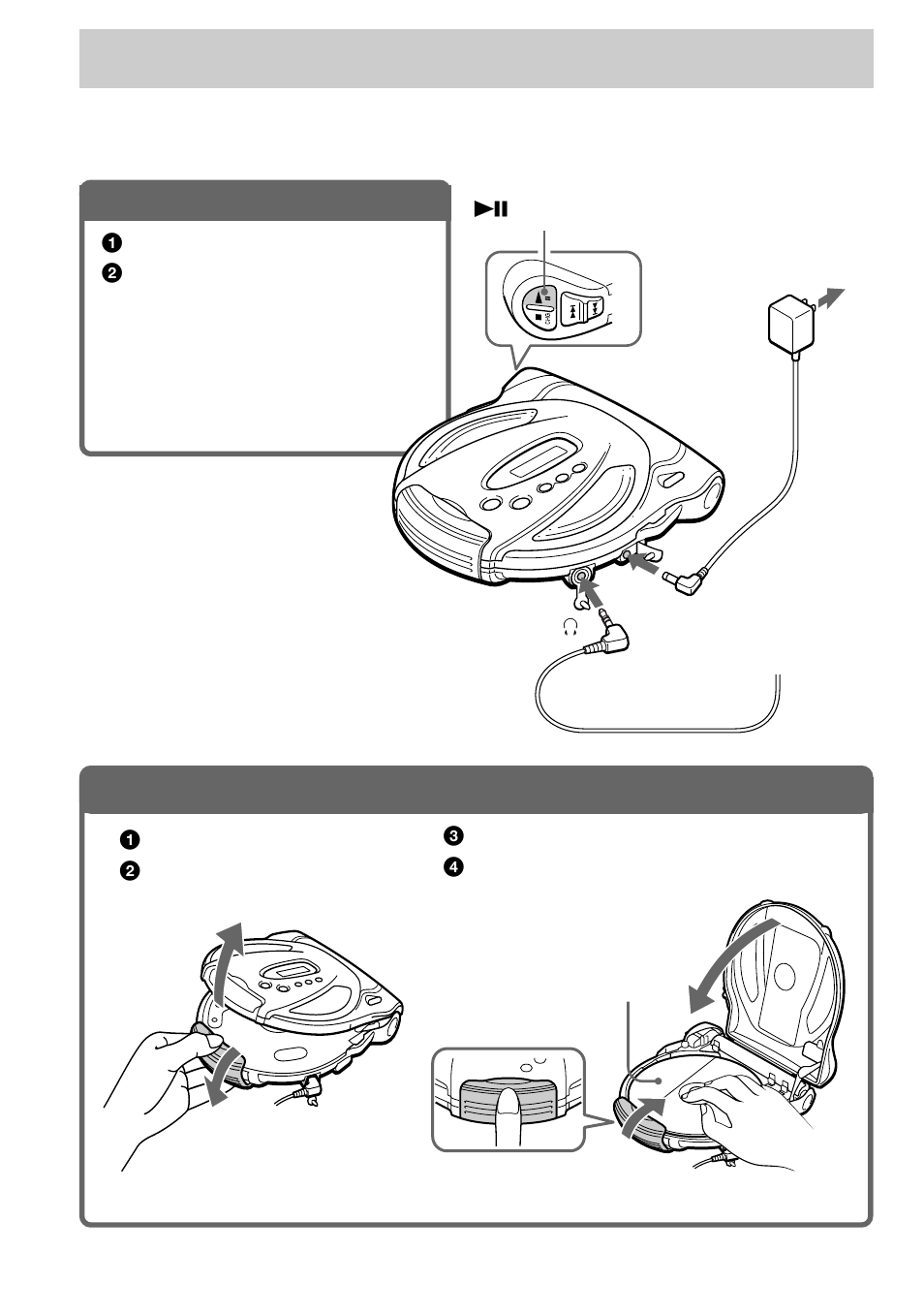 Playing a cd, Connect your cd player, Insert a cd | 1 . connect your cd player, 2 . insert a cd | Sony D-SJ01 User Manual | Page 6 / 24