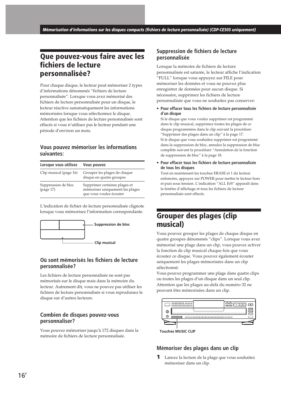 Grouper des plages (clip musical) | Sony CDP-CE405 User Manual | Page 35 / 78