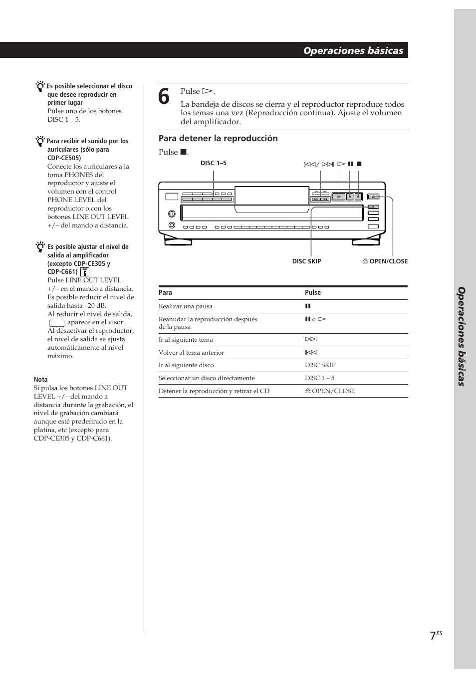 Getting started operaciones básicas, Operaciones básicas | Sony CDP-CE405 User Manual | Page 45 / 78