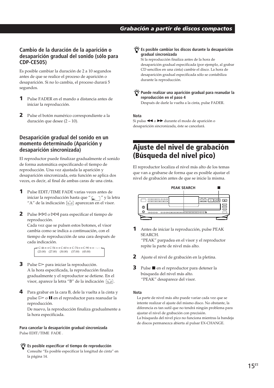 Grabación a partir de discos compactos | Sony CDP-CE405 User Manual | Page 53 / 78