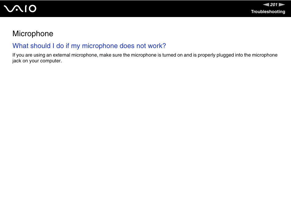 Microphone, What should i do if my microphone does not work | Sony VGN-SZ300 User Manual | Page 201 / 230