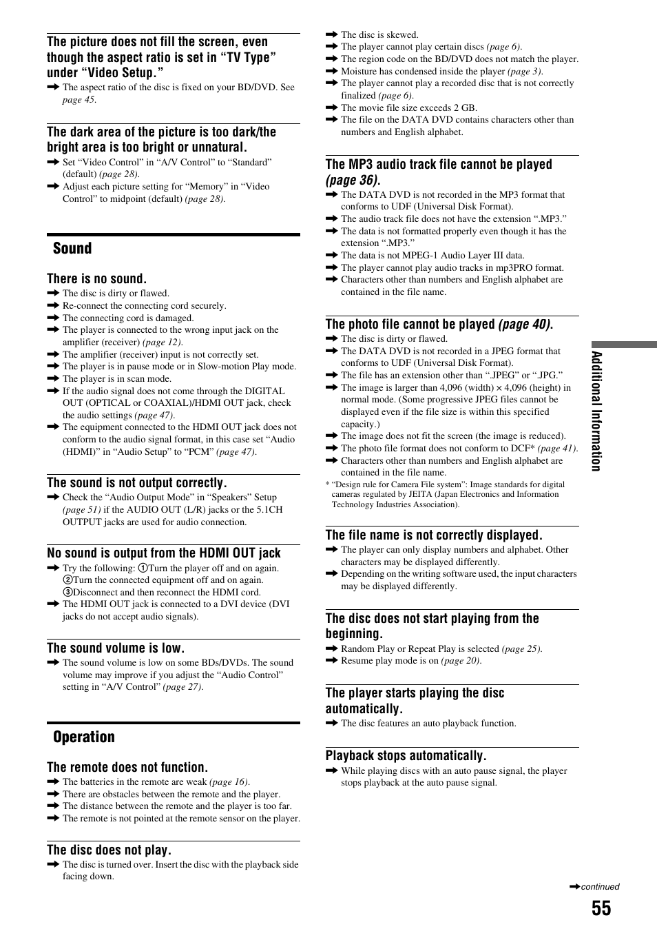 Sound, Operation | Sony 3-270-909-11(1) User Manual | Page 55 / 71