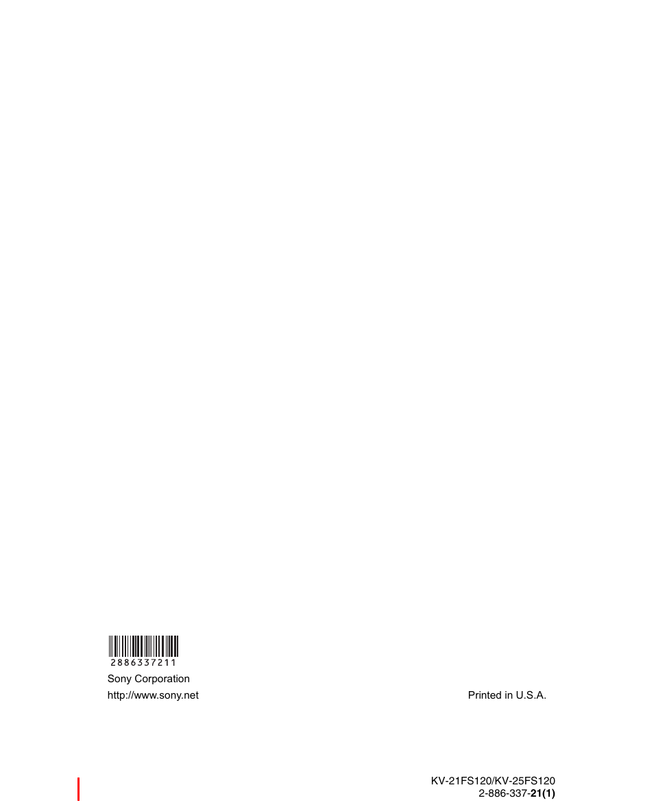 Sony WEGA KV-21FS120 User Manual | Page 48 / 48