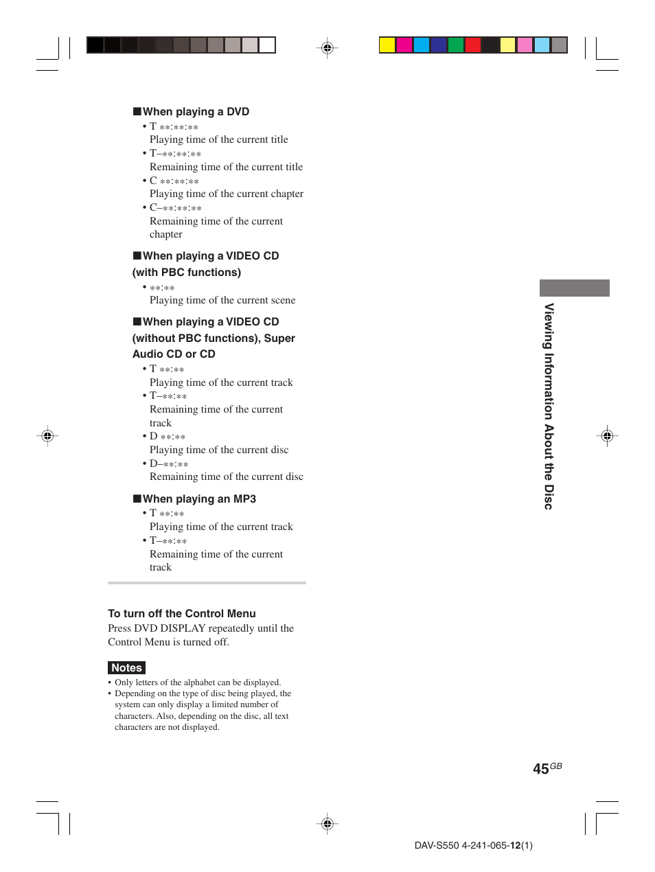 Sony DAV-S550 User Manual | Page 45 / 84